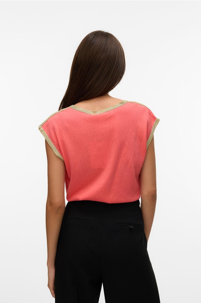 VMBALDORA S/L V-NECK TOP JRS BTQ 10325291 DUBARRY/GOLD LUREX